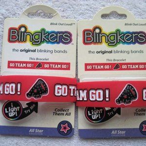 2 (TWO)Go Team Go! Spirit Blingkers Silicone Blinking Bracelet Wrist Band Blinks